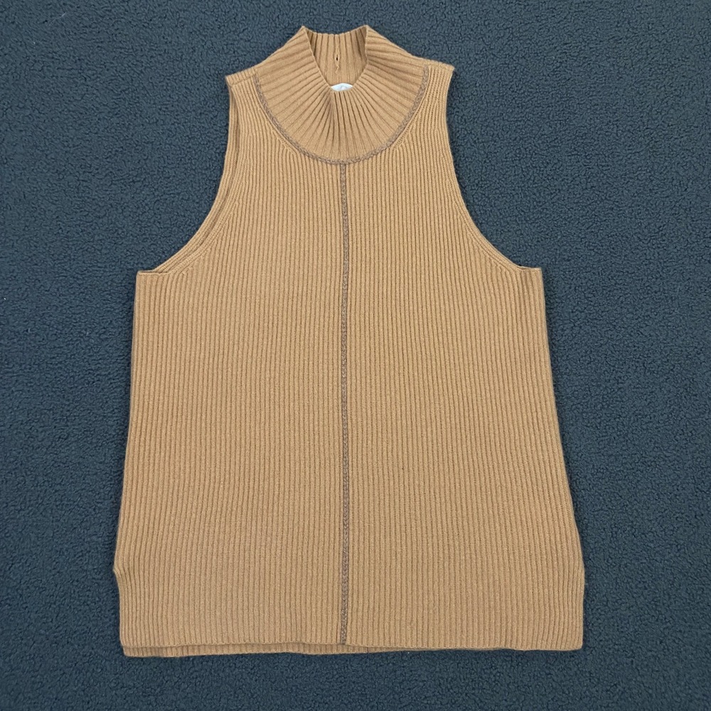 Jonathan Simkhai Sweater Top Women Medium Cashmere Ribbed Mock Neck Sleeveless